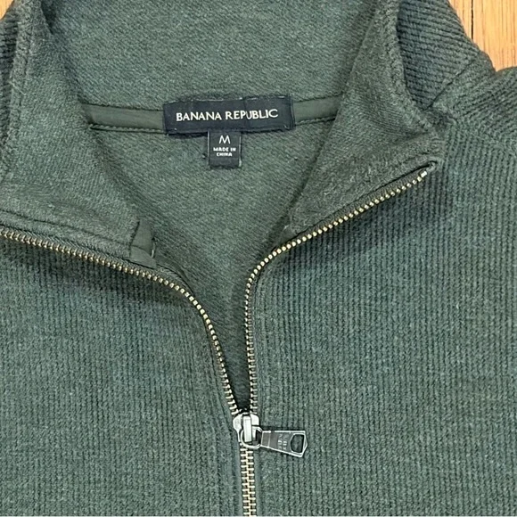 Men’s Gray Banana Republic Merino Quarter-Zip Sweater Sz Med - Picture 2 of 4